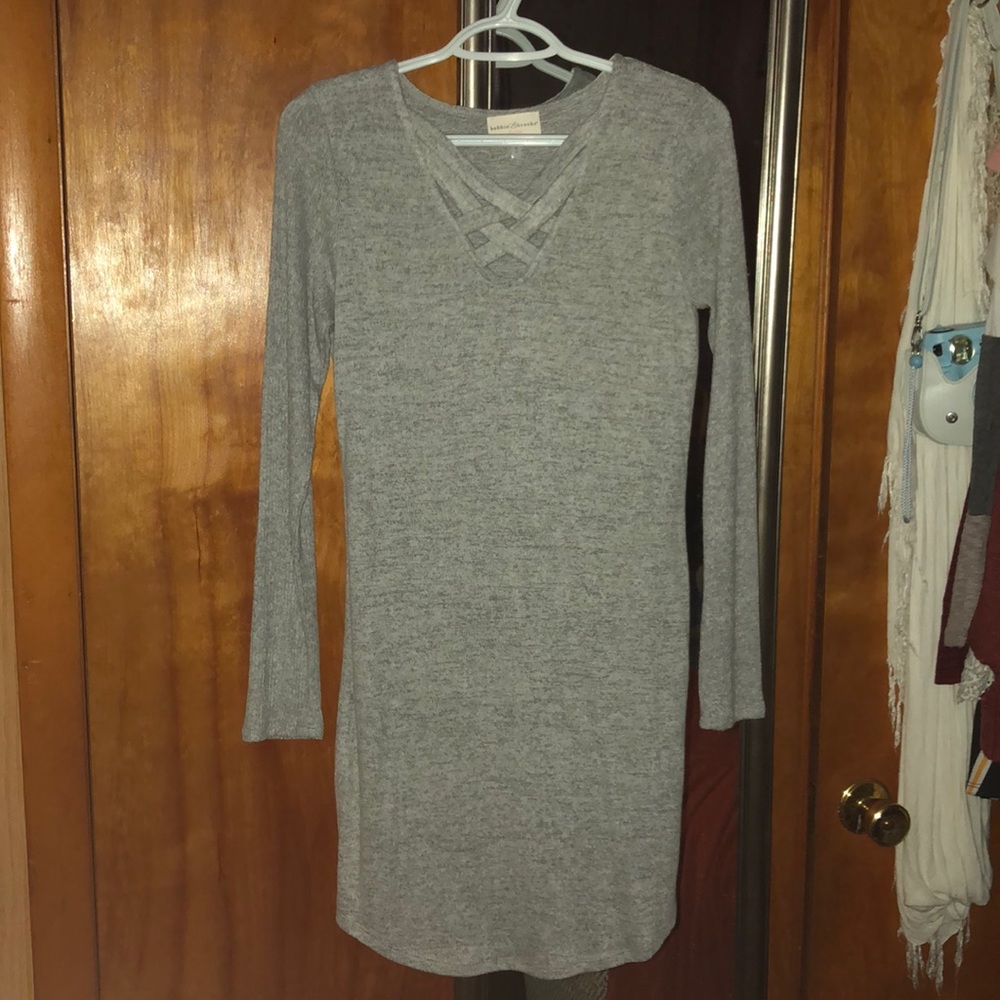 gray long sleeve sweater dress